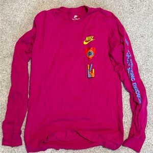 Nike Fuchsia Long Sleeve with Graphic Design